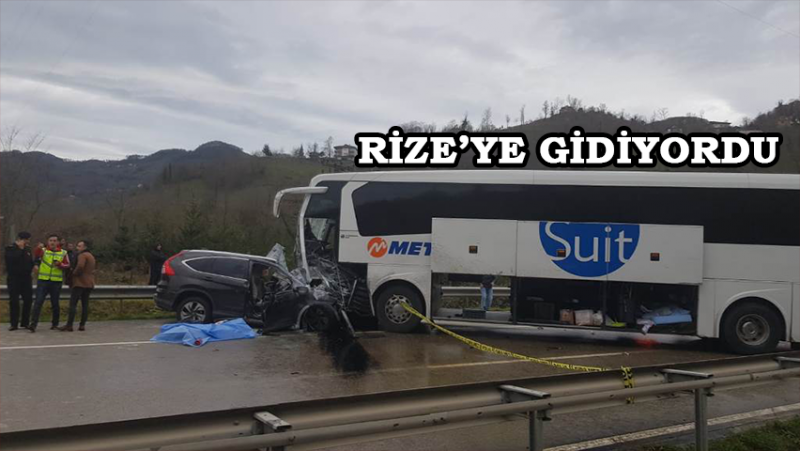 Rize'ye Giden Yolcu Otobüsü Ciple Çarpıştı: 1 Ölü